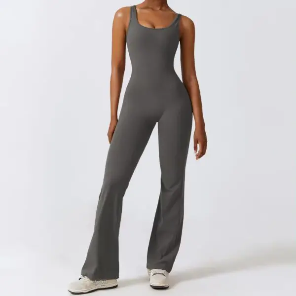 Square Top Scrunch Bottom Fitness Bodysuit - Image 4