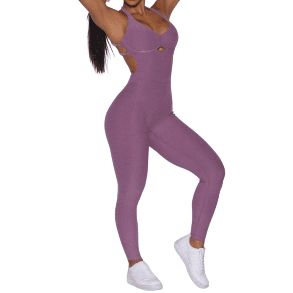 double criss cross bodysuit purple